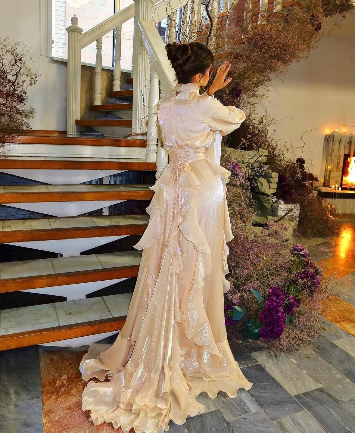Classic Pleated Long Sleeve Party Dress