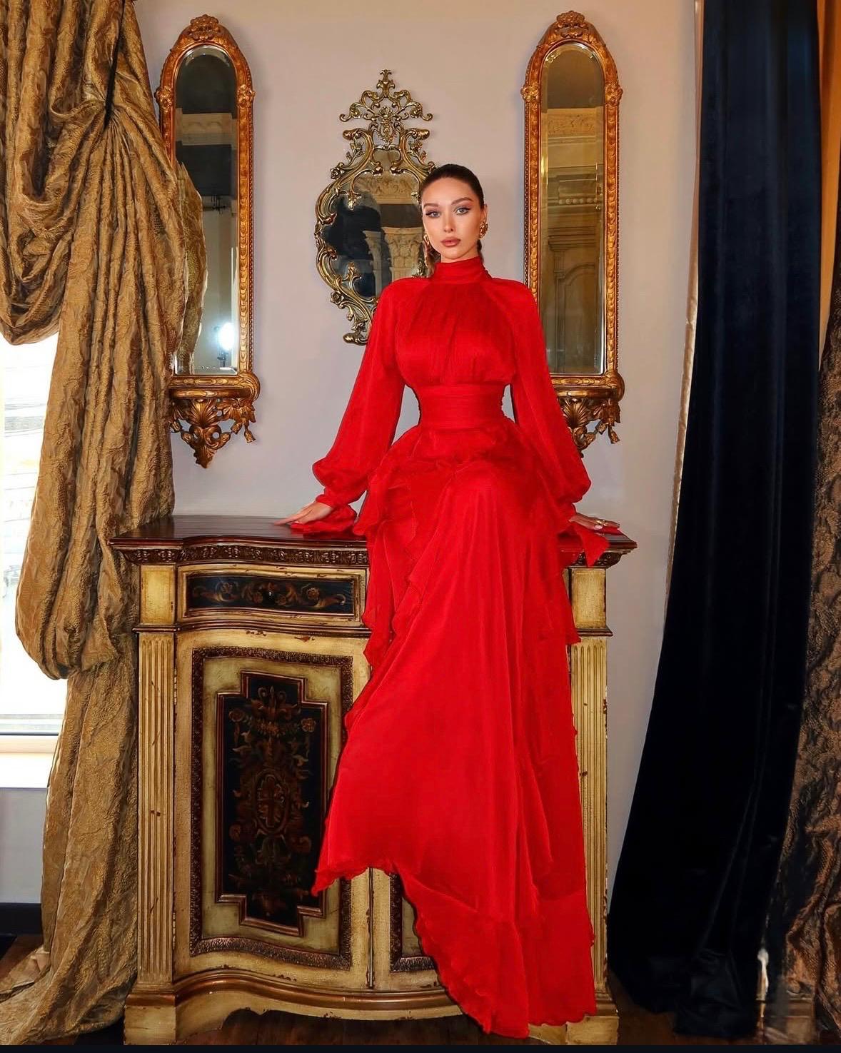 Classic Pleated Long Sleeve Party Dress