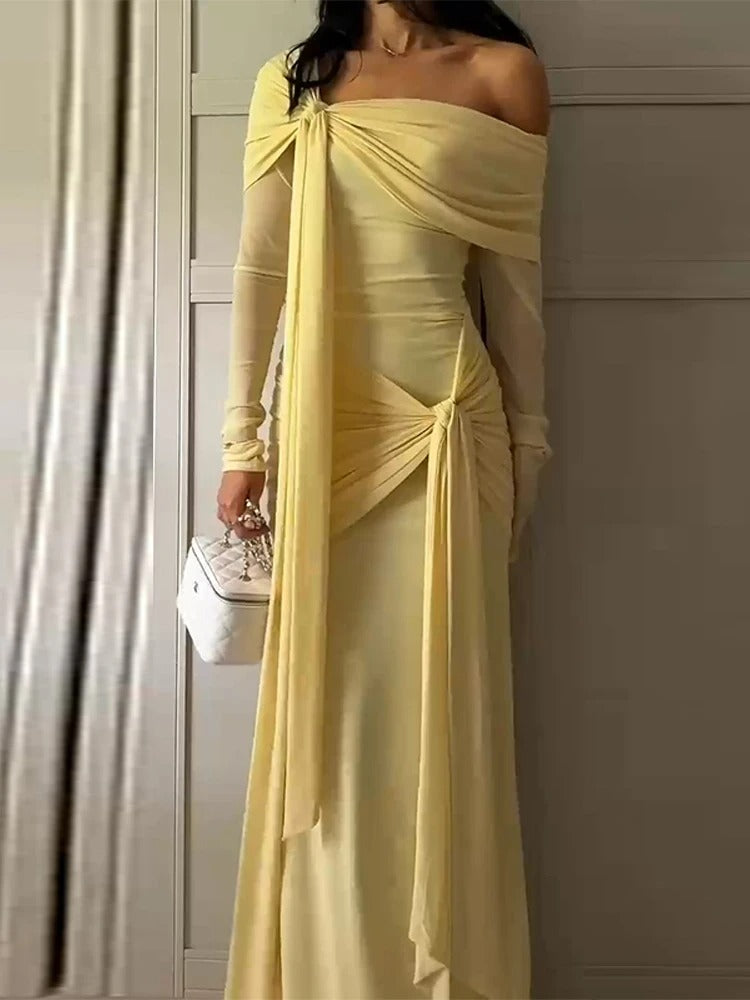 Summer Off-Shoulder Maxi Evening Dress