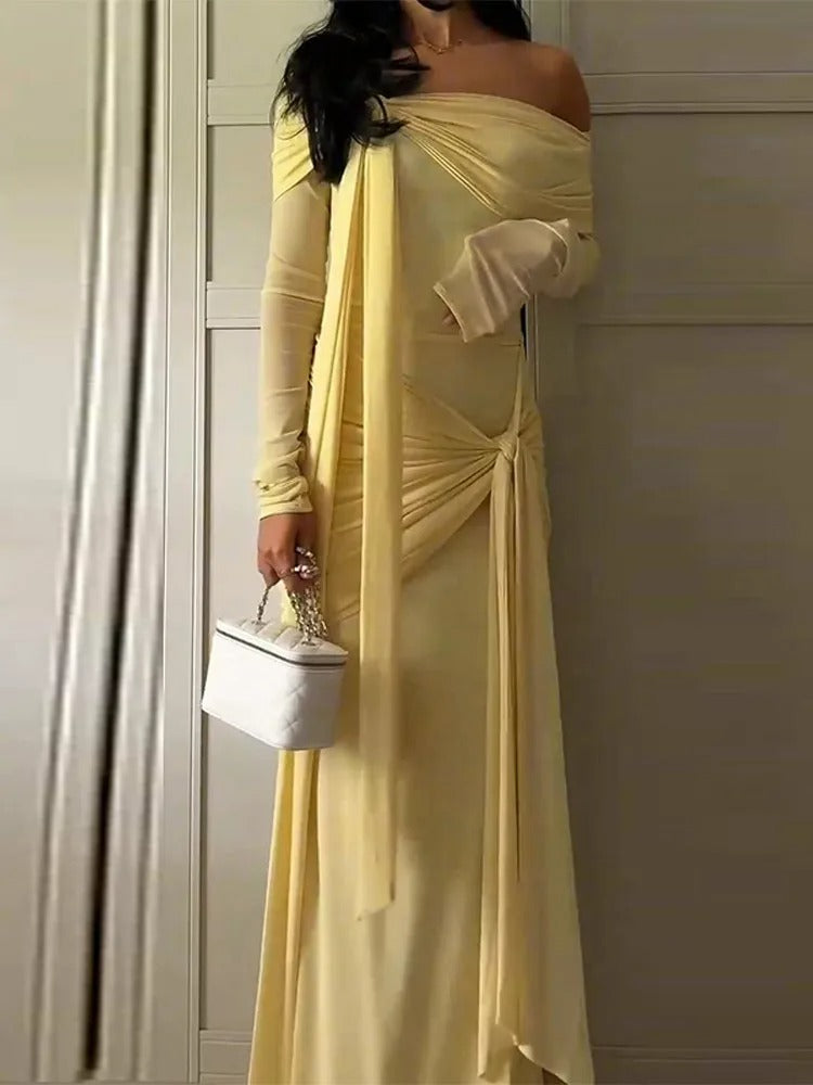 Summer Off-Shoulder Maxi Evening Dress