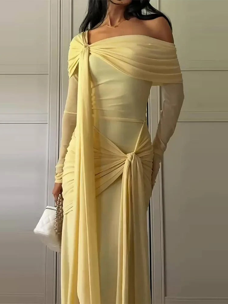Summer Off-Shoulder Maxi Evening Dress